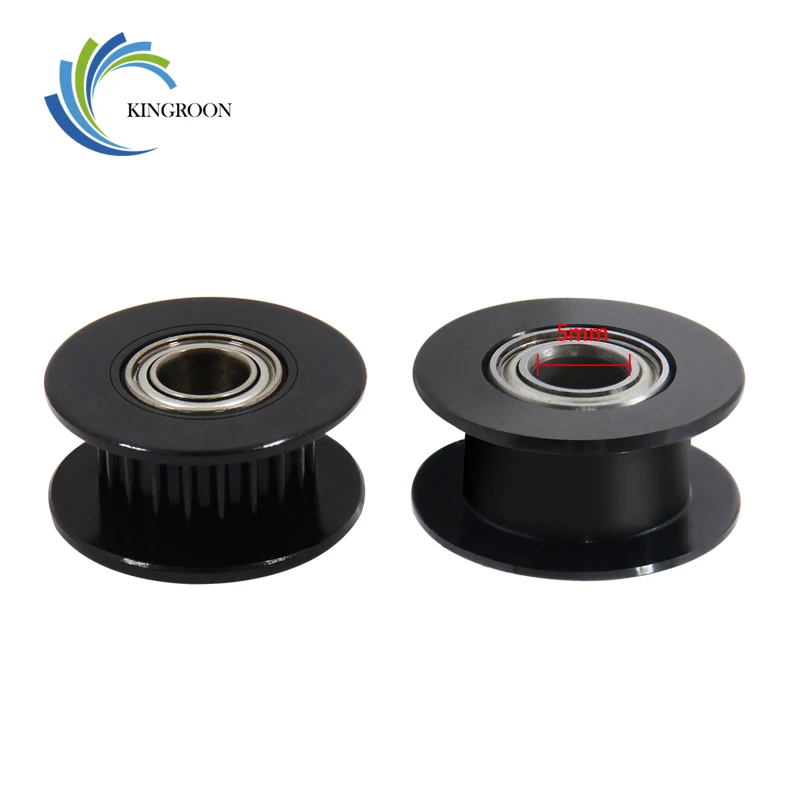 KINGROON 1 قطعة الأسود GT2 المهمل بكرة ل 3D طابعة أجزاء الألومنيوم 20 الأسنان 16 الأسنان 2GT توقيت بكرة تتحمل 3 ملليمتر 5 ملليمتر العرض عجلة 1
