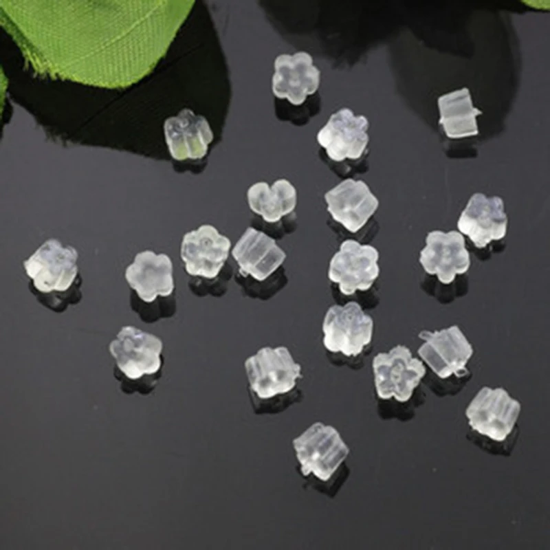 

Soft Rubber Earring Hook Backs Stopper Ear nut Clear Ear Back Stoppers Flower Shape Safety Earrings Jewelry Accessory 50/100 Pcs