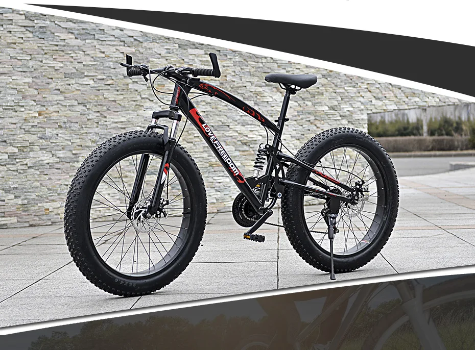 Discount Love Freedom High Quality Bicycle 7/21/24/27 speed Mountain Bike 26 Inch 4.0  fat bike Front and rear shock absorption bicycles 2