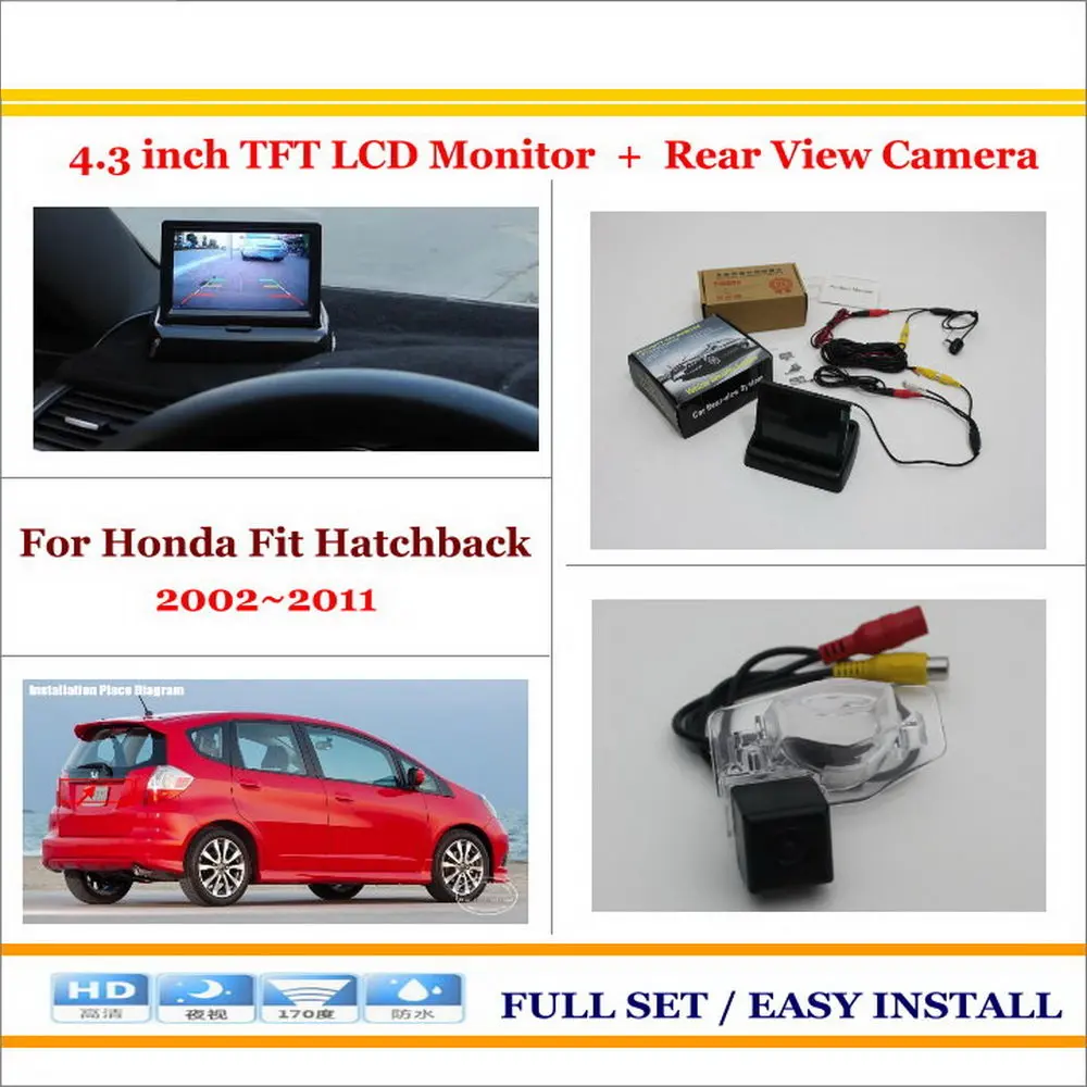 Liislee для Honda Fit хэтчбек 2002 ~ 2011 обратно вверх обратный Камера + 4.3 "Цвет ЖК-дисплей Мониторы = 2 В 1 заднего парковка Системы