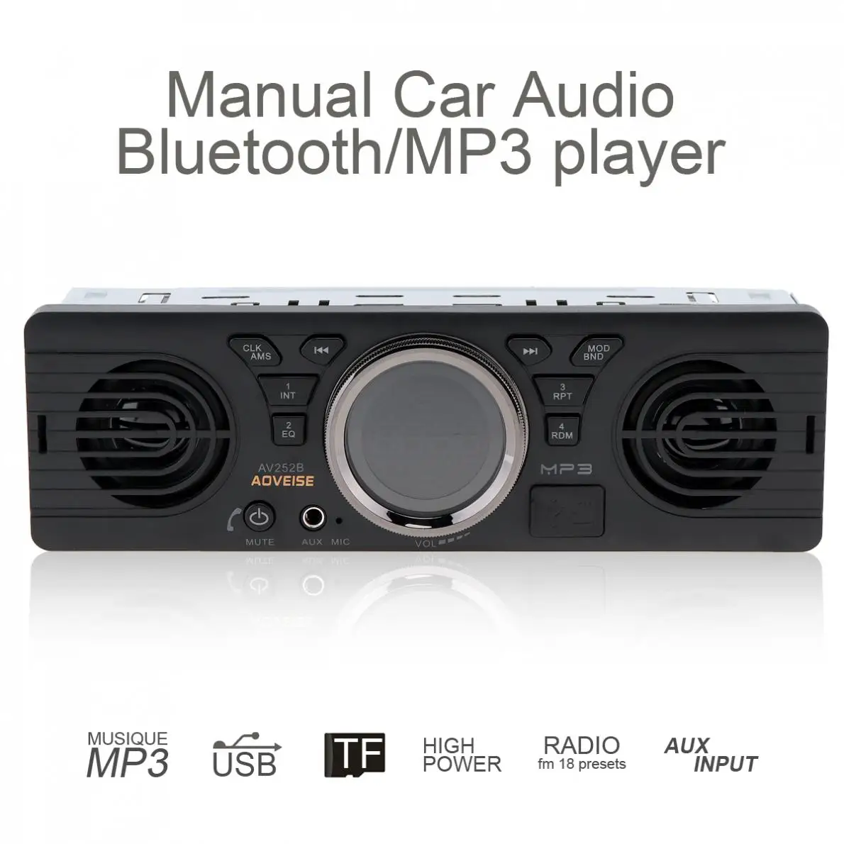 

AOVEISE AV252B 12V Car Dual Horn MP3 Audio Player Vehicle Stereo Audio Support FM / USB / AUX