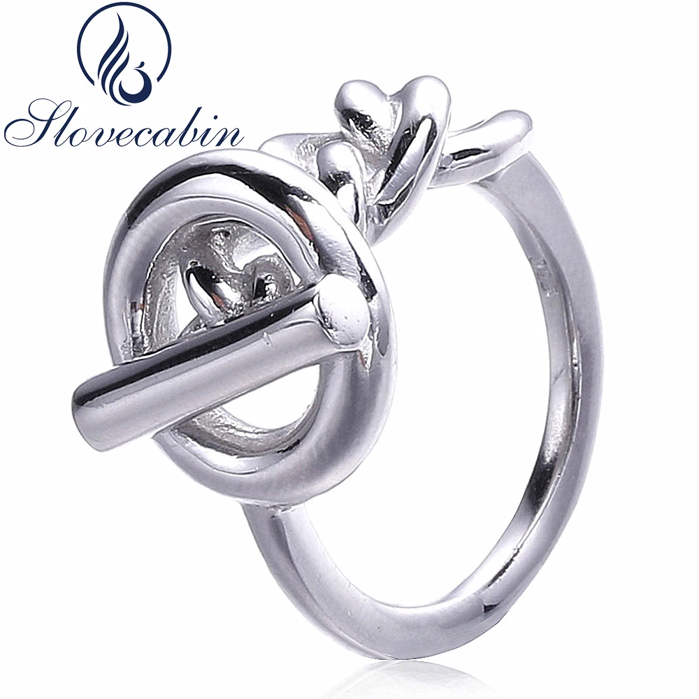 Slovecabin 925 Sterling Silver Lock Wedding Ring For Women Vintage Band Finger Rings For Female