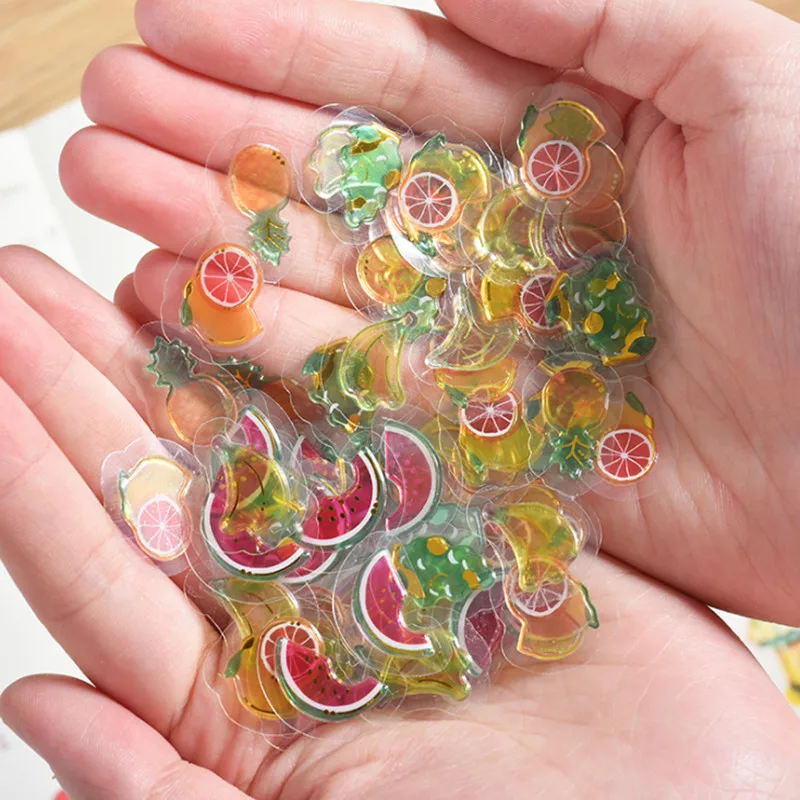

100 Pcs/pack Mini Transparent 3D PVC Crystal Candy Stickers Creative Animal Dolphin Fruit Cat Decorative Sticker For Diary Album