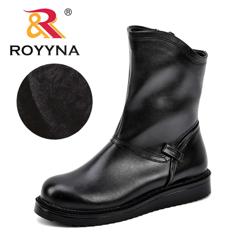 

ROYYNA New Designer Women Boots Round Toe Zippers Leather Female Boot Autumn Shoes Ladies 2018 Comfortable Boots Trendy Shoes