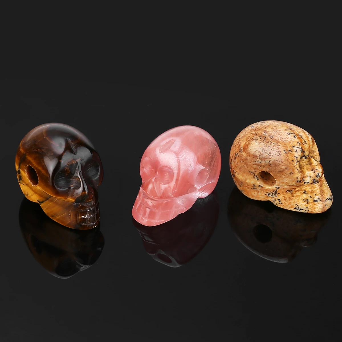 12pcs/set 12 Colors For Small Natural Quartz Crystal Stones Skull Carving Reiki Healing Stone