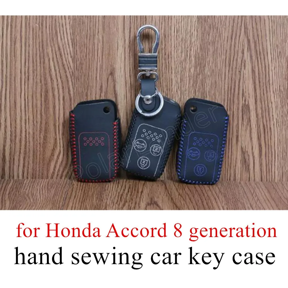 Only Red fit for Honda Accord 8 generation hand sewing factory wholesale leather car key case