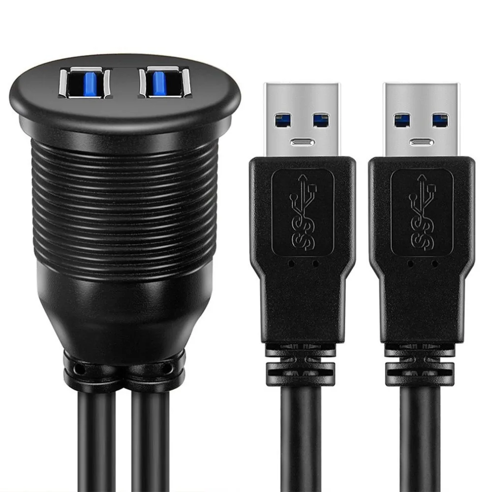 USB 2,0 порт папа-мама Удлинительный кабель Водонепроницаемый Заподлицо Двойной USB док-станция адаптер приборной панели пан автомобиль мотоцикл