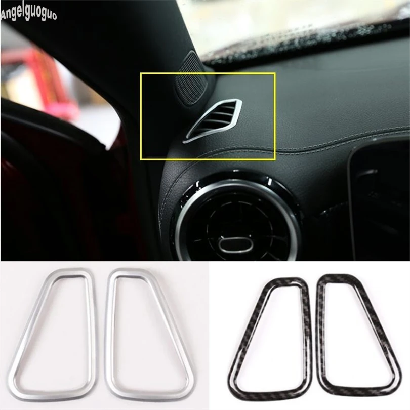 ABS chrome or carbon For Mercedes Benz A class W177 2019+ sticker Car Air Conditioning outlet decoration frame trim sequin cover