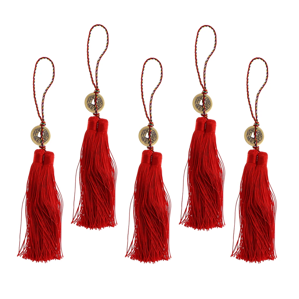 5 Styles Chinese Knot Charms Fengshui Symbol with Lucky Coins for Car/ Home Lucky Pendants /Embellishments