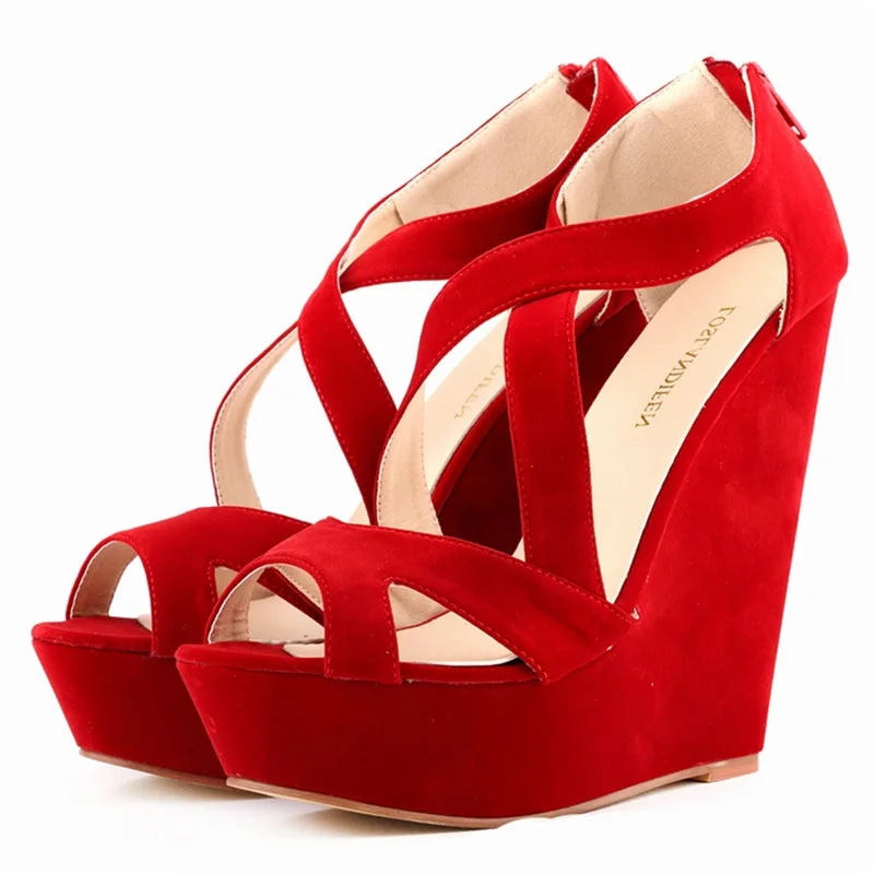 Womens red wedges Clearance