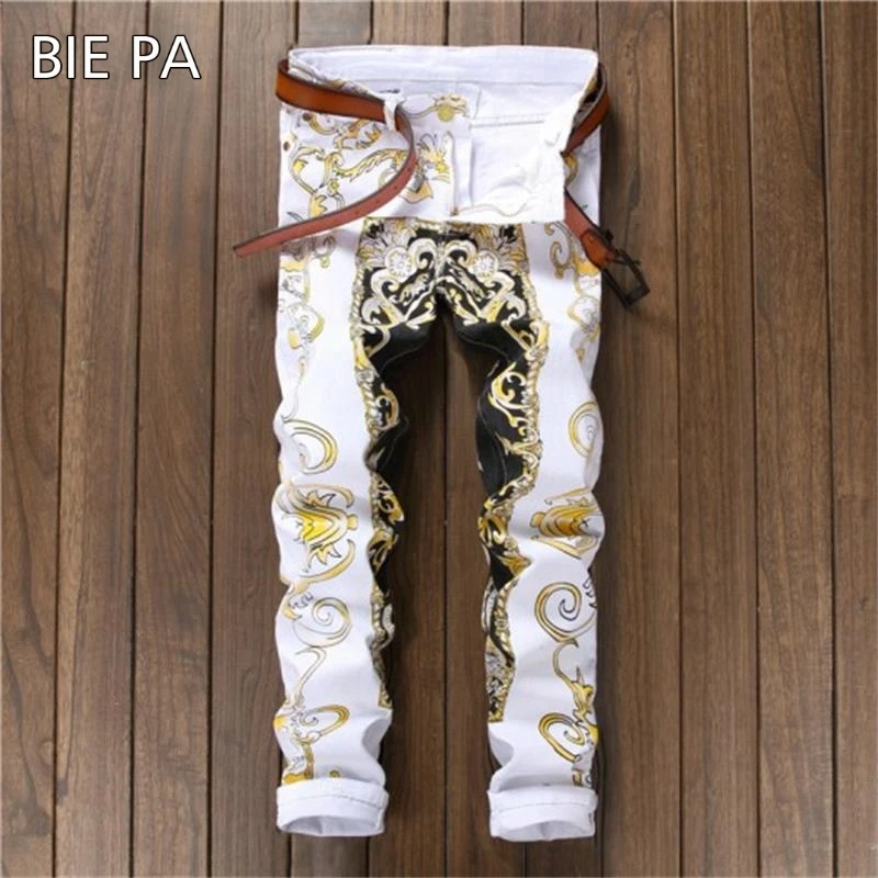 New men jeans high quality Color printing design classic slim fit fashion long jeans men European style #584 New men jeans high quality Color printing design classic slim fit fashion long jeans men European style #584