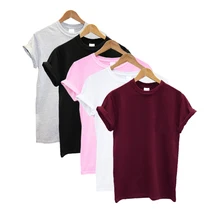 5 шт. футболка женская с коротким рукавом o-образным вырезом однотонные летние топы уличная женская футболка хлопковая хипстерская безрукавка рубашка повседневная одежда