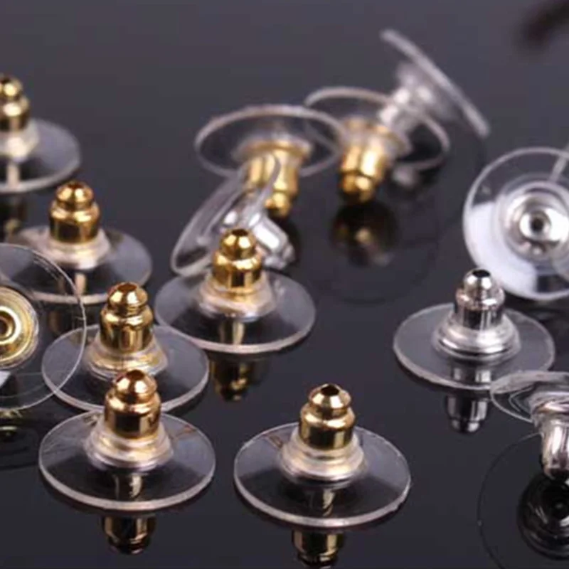 

10pcs/lot women Stud Earring Transparent Rubber Stoppers Silicone Round Ear Plugging Blocked Earring Backs Stoppers Ear