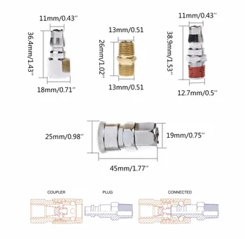 

10Pcs 1/4" BSP Air Line Hose Fitting Air Compressor Connector Quick Release Coupler Plug Socket Connector Quick Coupling