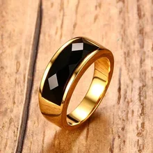 Мужской черный камень сердолик кольца Золотой тон Нержавеющая Сталь Обручальное кольцо для мужчин мужские ювелирные изделия Anel Aneis Masculinos