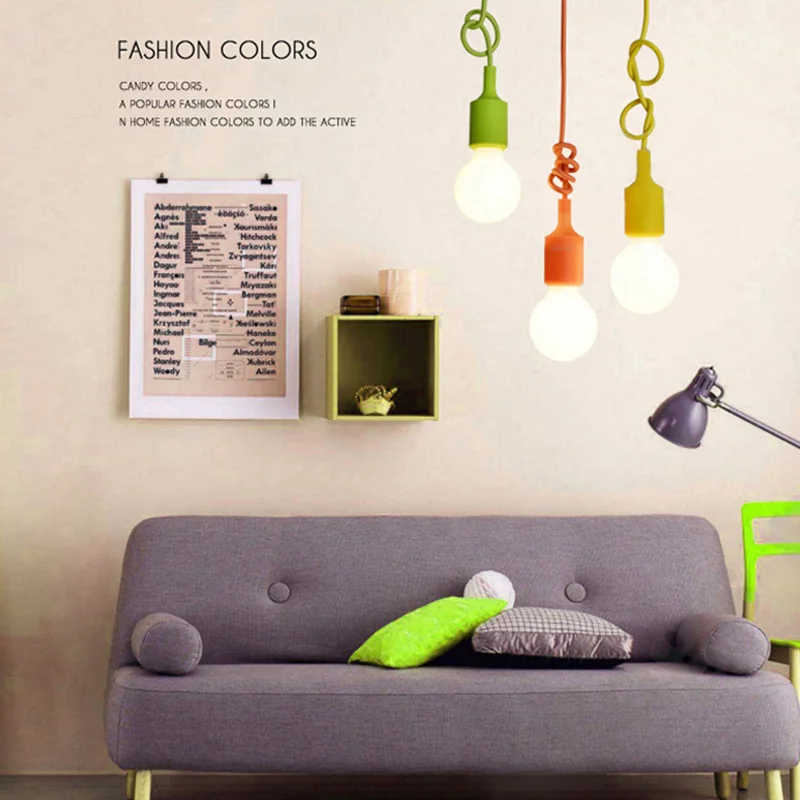 E27 Chandelier Simple Living Room Bedroom Cafe Decoration Chandelier base e27 lamp holder Pendant lamp Ceiling color lamp holder