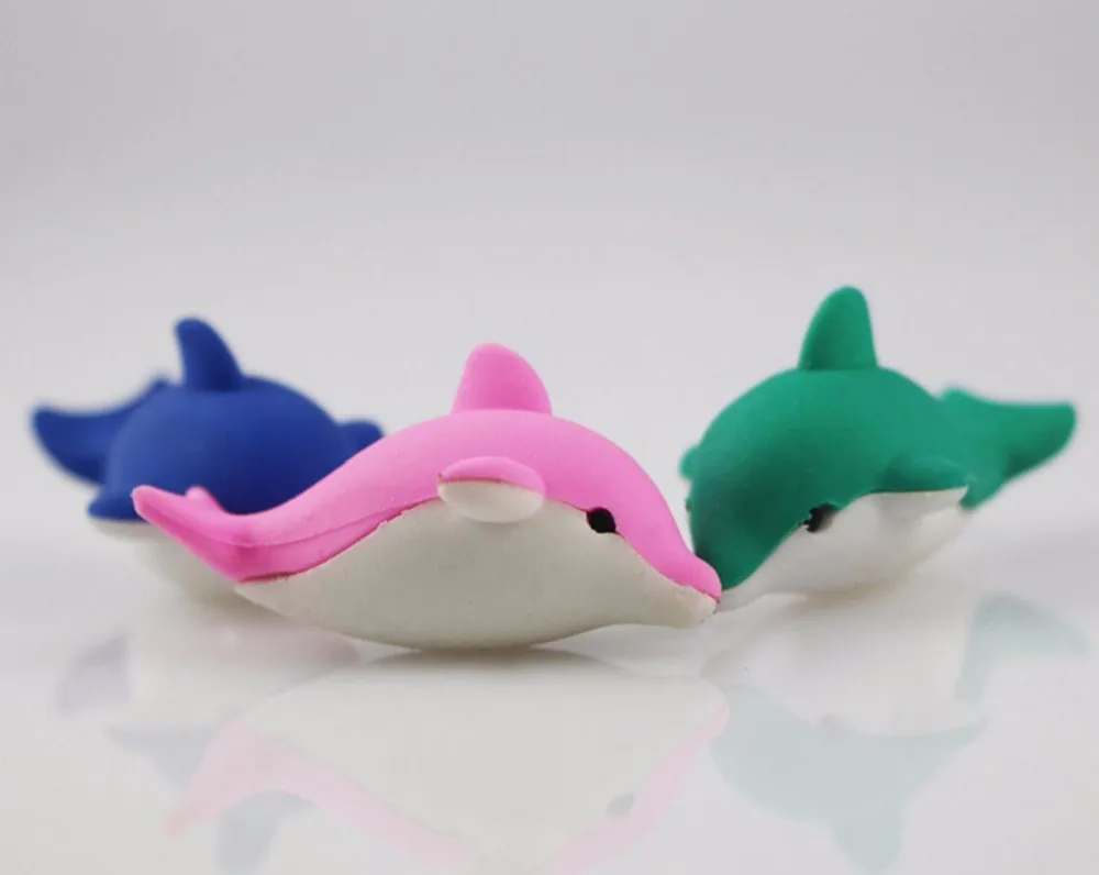 4Pcs Animal Eraser Creative Dolphin Shape Eraser New Fancy Children's