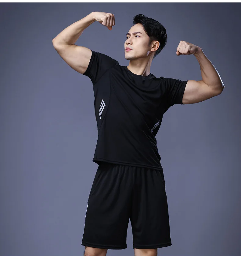 Мужские баскетбольные новая спортивная одежда для фитнеса с коротким рукавом шорты одежда для бега быстросохнущая спортивная одежда