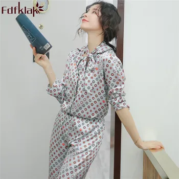 

Silk Sleepwear Nightwear For Women Night Pajama Sets New Spring Summer Women's Trouser Suit Pijama Sexy Pyjama Femme Fdfklak
