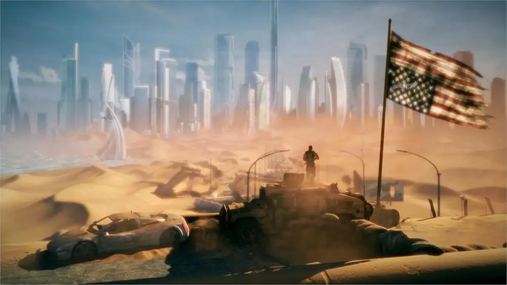 Игры Spec Ops линии Город Будущего Апокалипсис Desert пустырь Америка Флаг США молоток