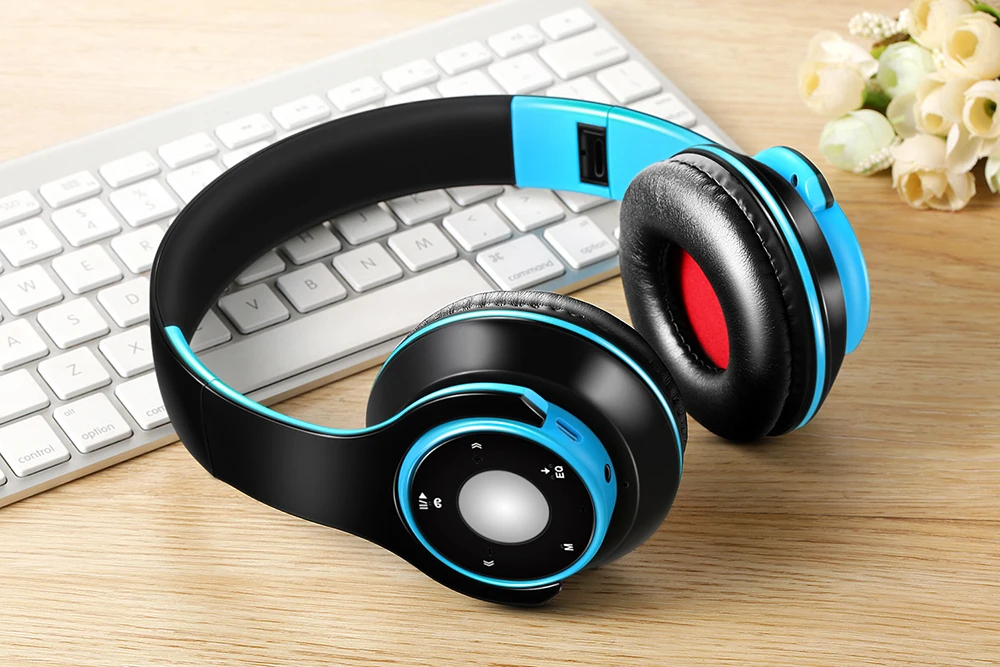 Free Shipping Colorful Stereo Audio Mp3 Bluetooth Headset Wireless Headphones Earphone Support SD Card with Mic Play 20 Hours