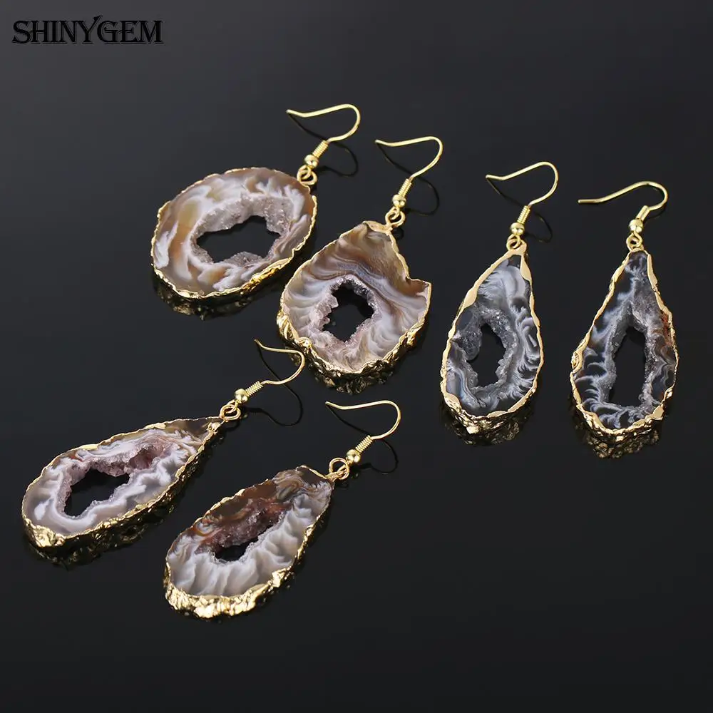 ShinyGem классические нестандартные натуральные черные коричневые серьги капельки