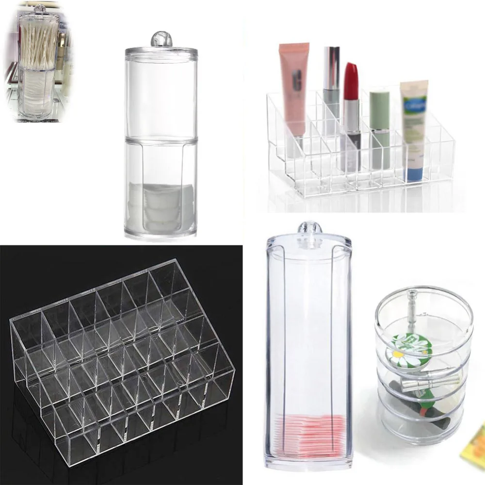 

Acrylic Cosmetic Lipstick Organizer Drawer Makeup Case Storage Cotton Pad Swabs Q-tip Holder Jewelry Storage Contain Box
