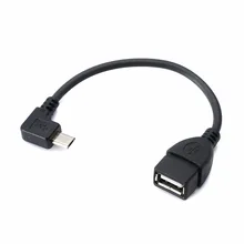 13 см правый угол USB Женский к Micro B Мужской конвертер OTG адаптер кабель черный для samsung LG Xiaomi Android телефон