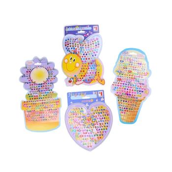 

4 sheets Wonderful Kids Stickers Cartoon heart star cake Reward Crystal Sticker Toys DIY Earring For Children adesivos