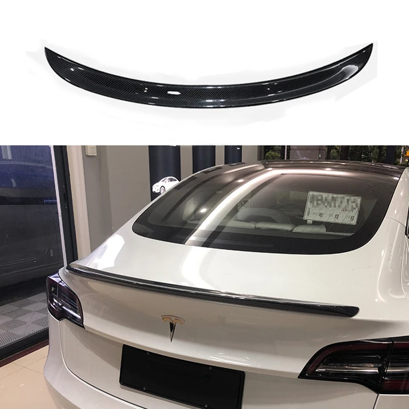 Спойлер из углеродного волокна задний спойлер багажника черная отделка для Tesla