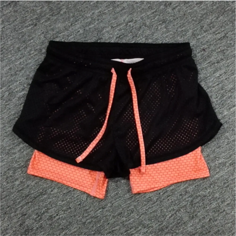 Летние женские хлопковые шорты штаны из сетчатого материала двухслойные шорты для фитнеса крутая одежда с завязками