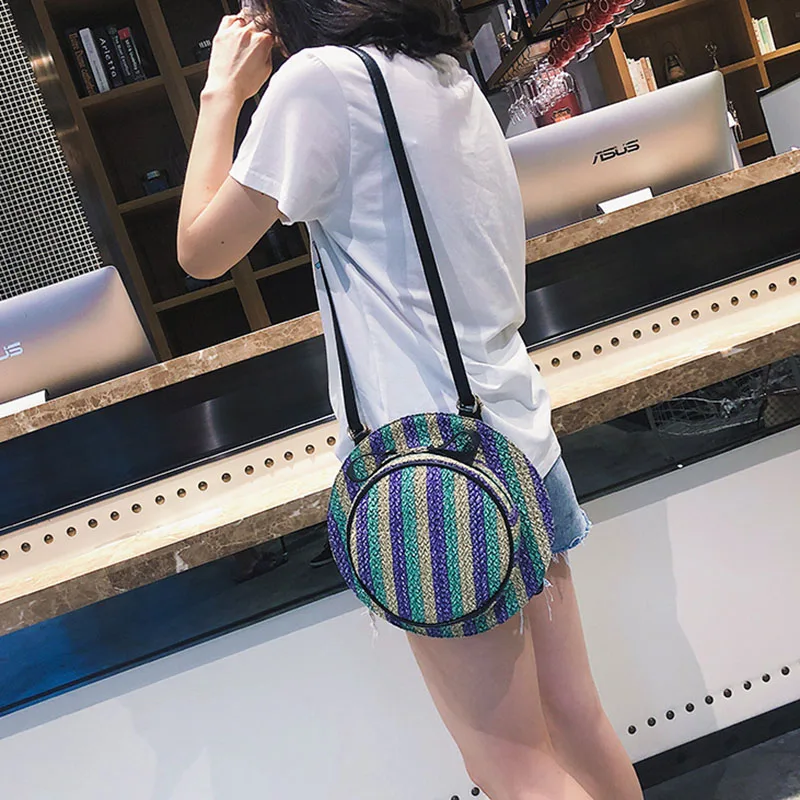 New Fashion Women Summer Straw Backpack INS Popular Female Hat Back Pack Lady Travel Casual Mochila Stripe Knit Crossbody BP3008 (13)