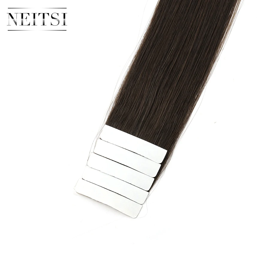 Neitsi Straight PU Skin Weft Hand Tied Tape In Adhesives Remy Human Hair Extensions 16\ Neitsi Straight PU Skin Weft Hand Tied Tape In Adhesives Remy Human Hair Extensions 16\