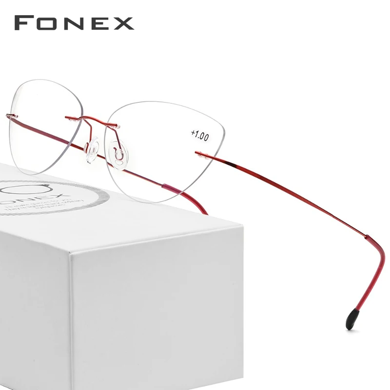 

Rimless Reading Glasses Frame Titanium Women 2018 Ultralight Cat Eye Presbyopic Hyperopia Reader Frameless +1.0 +1.5 +2.0 +2.5