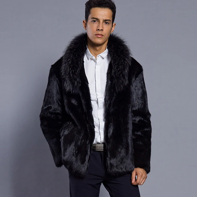 Jacket Men Faux Fur Coat Mens Winter Jacket Casual Slim