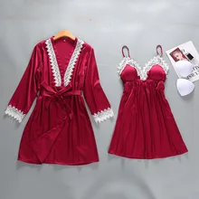 Женский кружевной пижамный комплект пижам, большие размеры, женская одежда для сна с вышивкой, ночные сорочки, сексуальный халат, халат для спальни, розовый комплект с v-образным вырезом