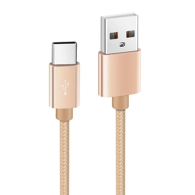 Кабель usb type-C для быстрой зарядки, кабель USB C, 3 м, быстрая зарядка, type-C, 2 м, для передачи данных, для мобильного телефона, 3 А, зарядное устройство для samsung, Xiaomi, mi6, huawei - Тип штекера: Gold