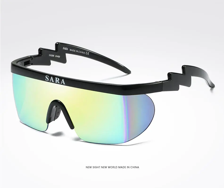 Summer New Sport Eyewear Men Goggle Oversize Sunglasses Windproof Shield Frame Coating Mirror Sun Glasses 2 Lens UV400