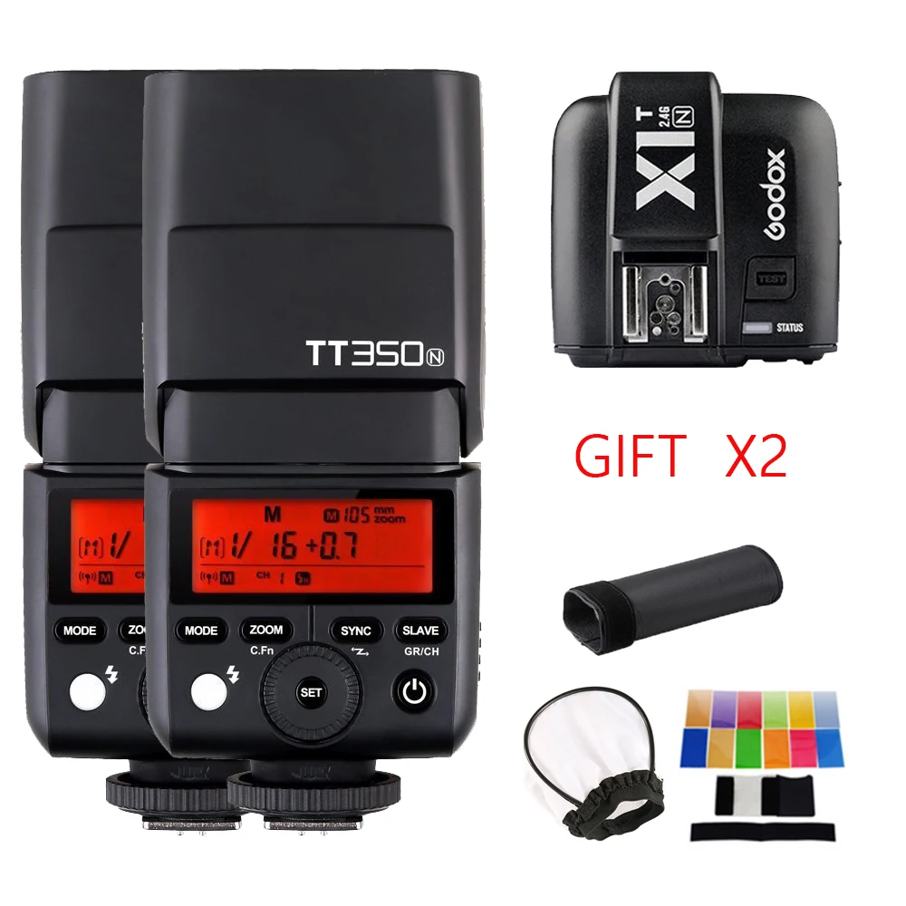 2x Godox Mini Speedlite TT350N 2 4G HSS 1/8000s TTL GN36 вспышка для камеры + фотовспышка с беспроводным