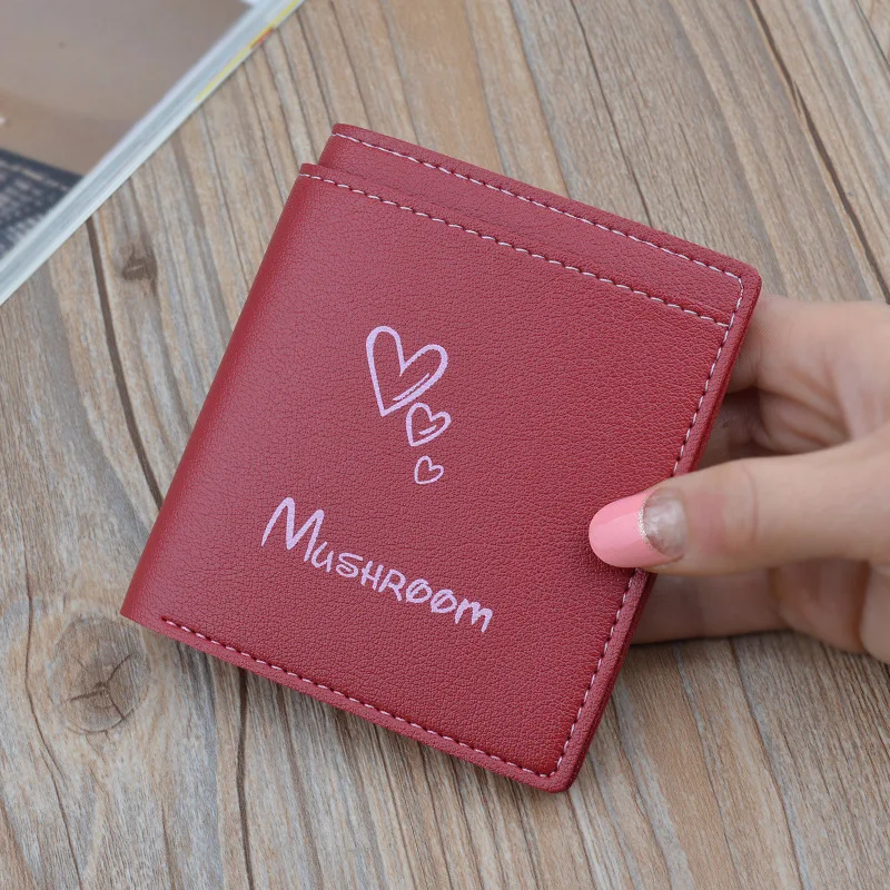 

Jaybag 2019 Valentine's Day Portfel Short Wallet Cute Casual Carteira Solid Hasp Love Letter Fine PU Leather Women Wallets