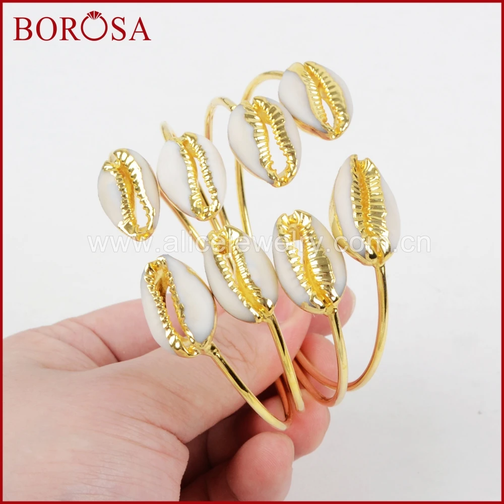 BOROSA 1 шт. Новое поступление золотистого цвета натуральный морской cowrie браслет в