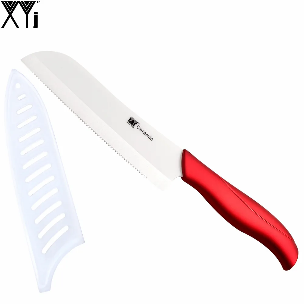 Top Grade XYJ Brand 5" Serrated Bread Ceramic Knife ABS+TPR Non slip