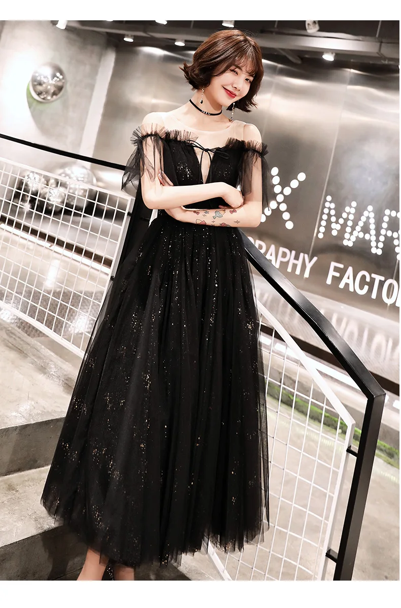 Abendkleider Черное вечернее платье с длинным 2019 платье с фатиновой юбкой для вечерние халат De Soiree официальное вечернее платье платья
