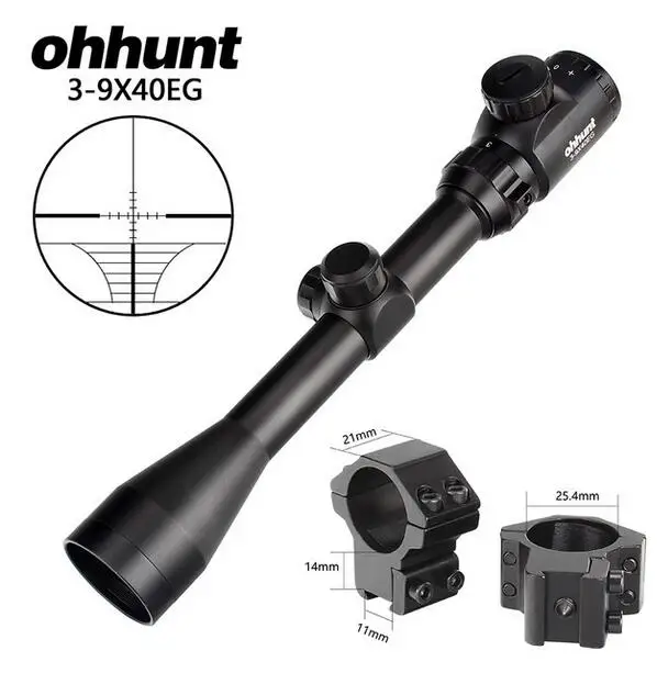 Ohhunt 3-9X40 дальномер Сетка Красный Зеленый с подсветкой прицел охотничий арбалет прицел для. 177. 22 калибра пневматические пистолеты