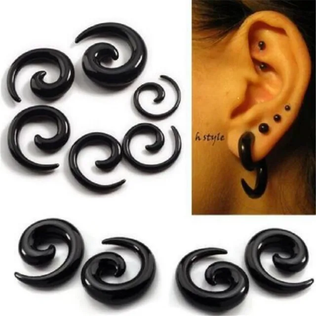 12pcs black acrylic spiral stud earrings gauges large size tapers size 12 gauges