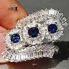 Joyería YaYI princesa corte 8,7 CT circón azul de Color plata anillos de compromiso anillos de corazón para boda fiesta anillos regalos 827 ► Foto 2/6