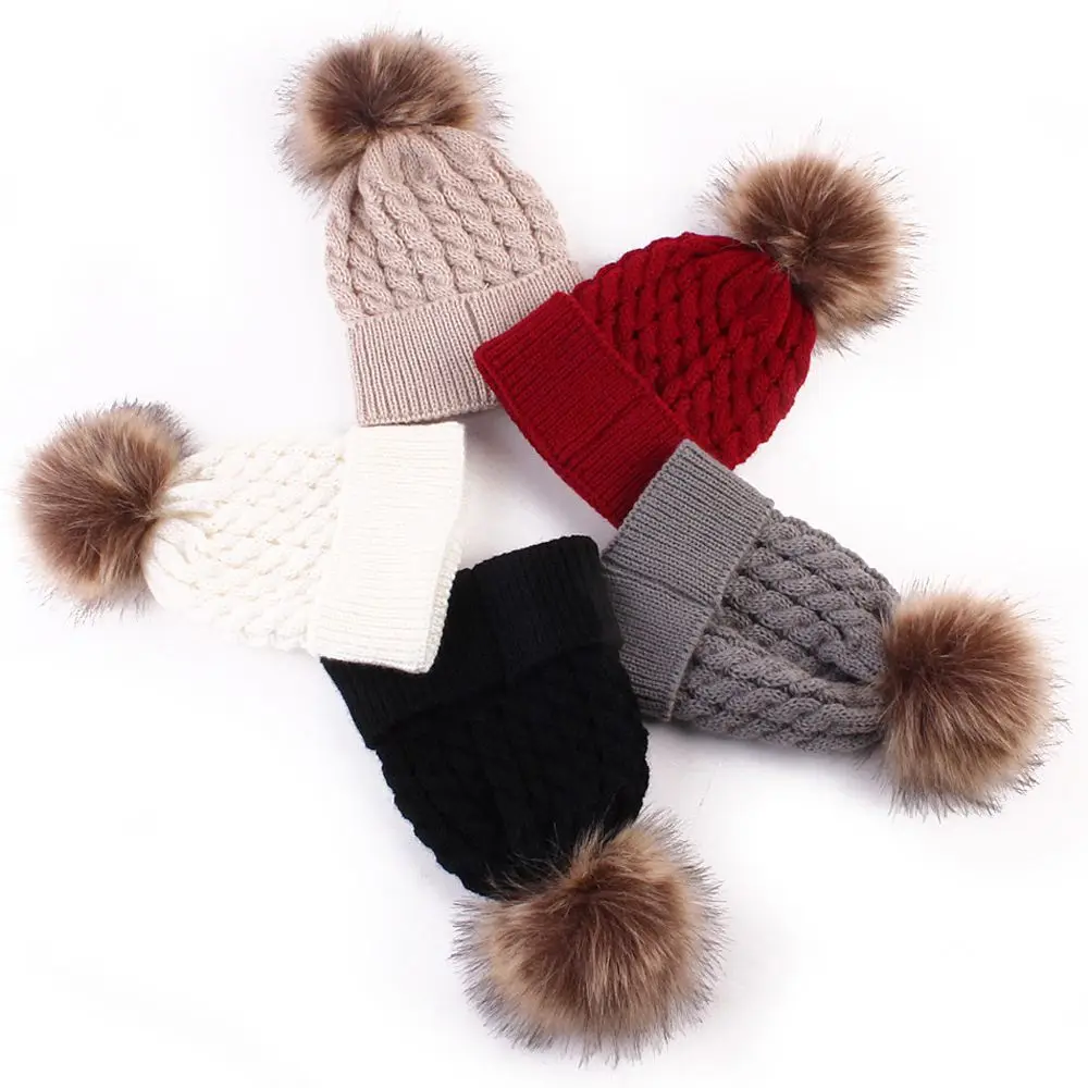 1PC Newborn Cute Fashion Baby Kids Girl Boy Autumn Winter Warmer Crochet Hat Cap Soft Knitted Wool Caps Wool Fur Pompom Hat shocking show newborn baby girl boy infant toddler knitting wool crochet hat soft hat cap