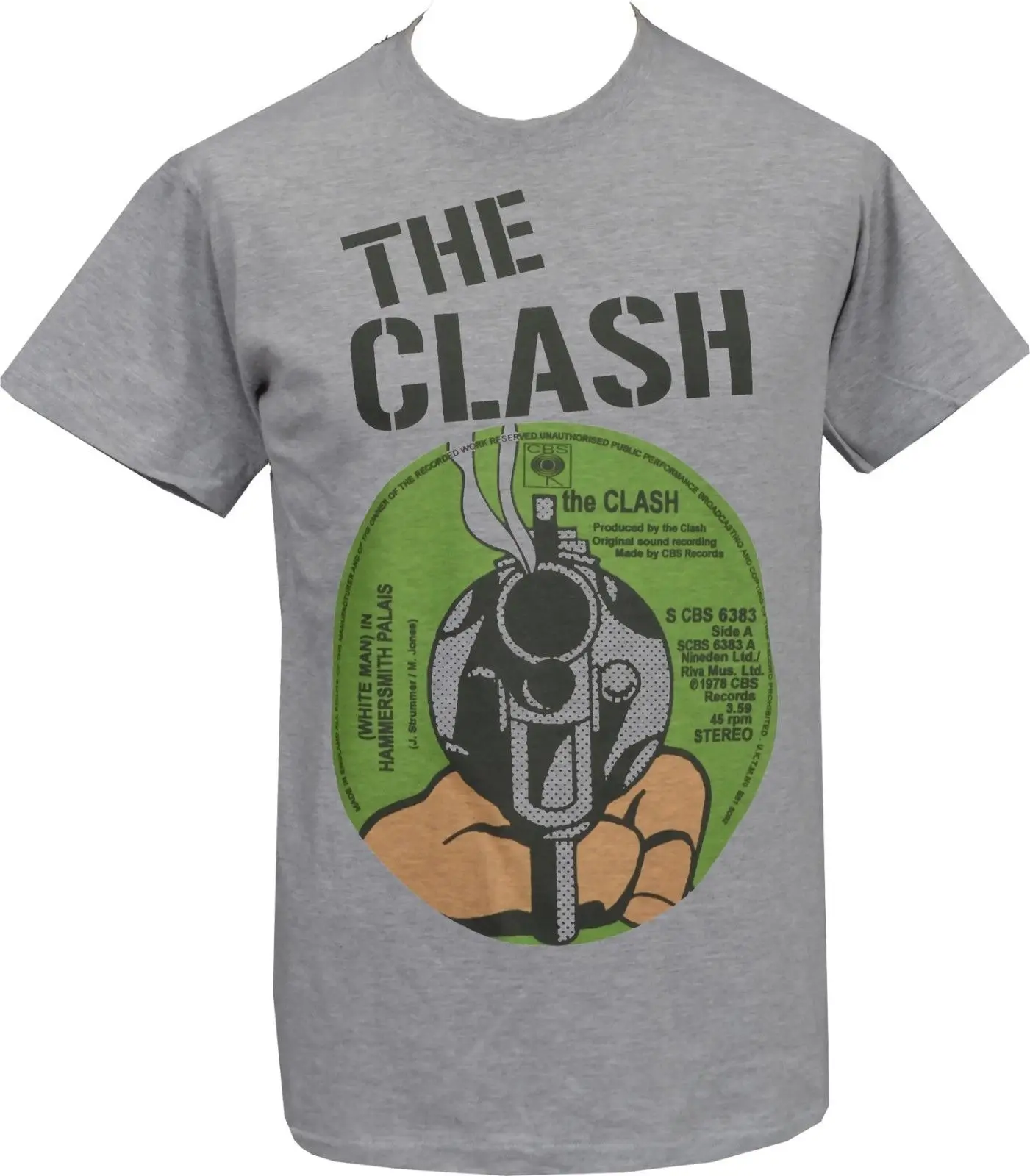 Мужская серая футболка CLASH белый человек в HAMMERSMITH PALAIS RECORD COVER панк PUNK Бесплатная