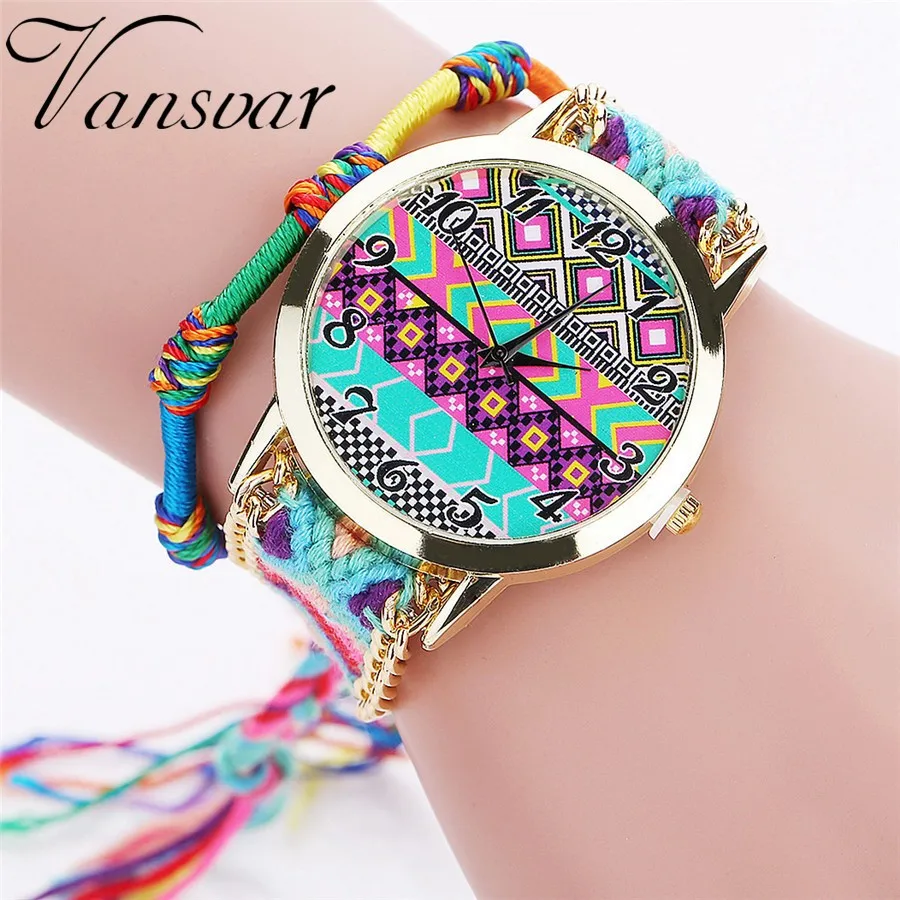 

Top Brand High Quality Fashion Watch vansvar Women Fashion Handmade Braided Rope Ladies Quartz Watch Women's Watch Clock %A