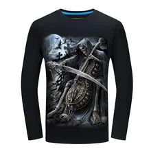 New Autumn Style Skull Print T-shirt Men 3D shirt Funny tshirts long Sleeve Casual shirt Plus Size Tops Male Tee Brand Design